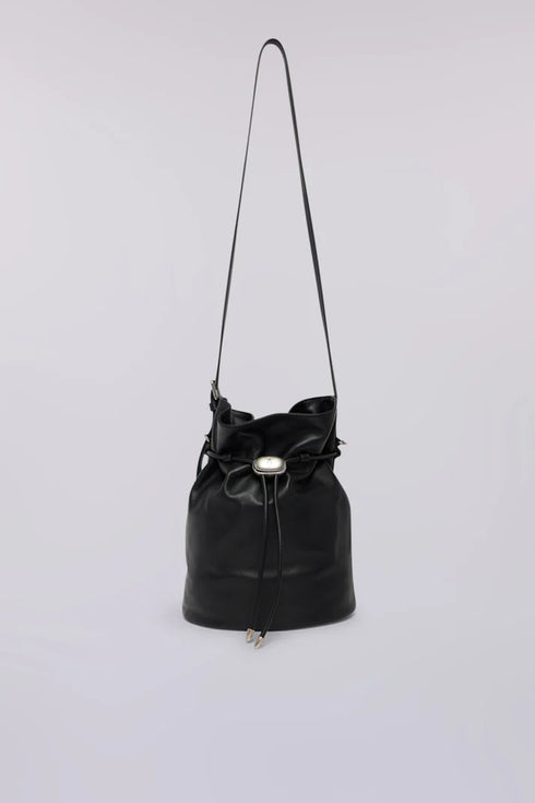 Τσάντα πουγκί ώμου δερμάτινη Trussardi WBK02L15-033 μαύρο