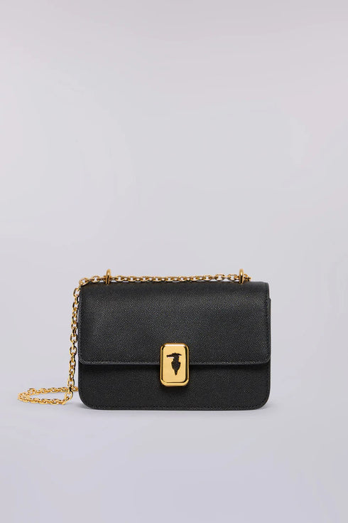 Τσάντα ώμου/χιαστί δερμάτινη Trussardi WBC01L30-033 μαύρο