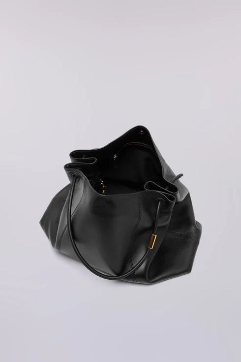 Τσάντα ώμου δερμάτινη Trussardi WBB05L13-033 μαύρο