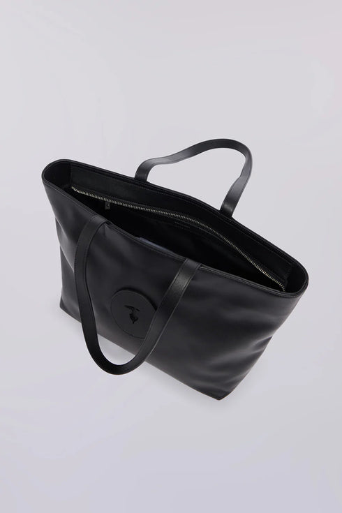 Τσάντα ώμου δερμάτινη Trussardi WBC08L11-033 μαύρο