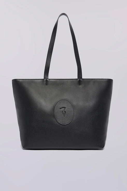 Τσάντα ώμου δερμάτινη Trussardi WBC08L11-033 μαύρο