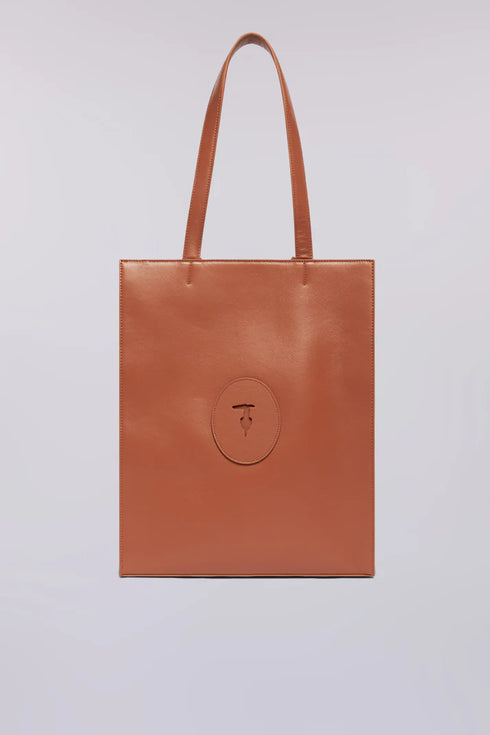 Τσάντα ώμου δερμάτινη Trussardi WBB03L11-022 ταμπά