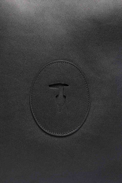 Τσάντα ώμου δερμάτινη Trussardi WBB03L11-033 μαύρο