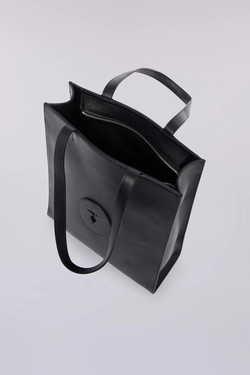 Τσάντα ώμου δερμάτινη Trussardi WBB03L11-033 μαύρο