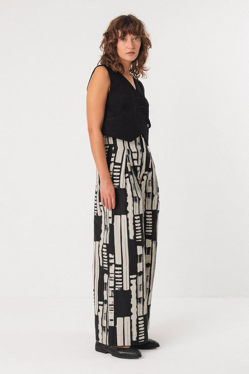 Παντελόνι ψηλόμεσο Basabe SKFK WTR00567 μαύρο/άσπρο