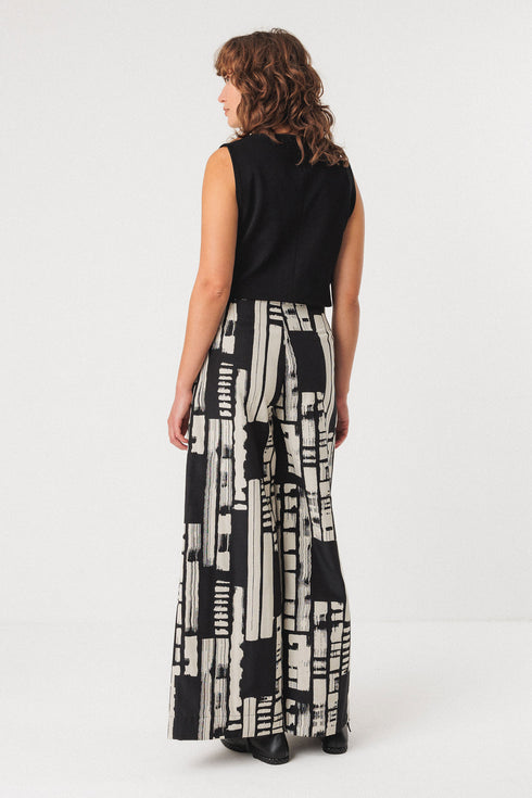 Παντελόνι ψηλόμεσο Basabe SKFK WTR00567 μαύρο/άσπρο