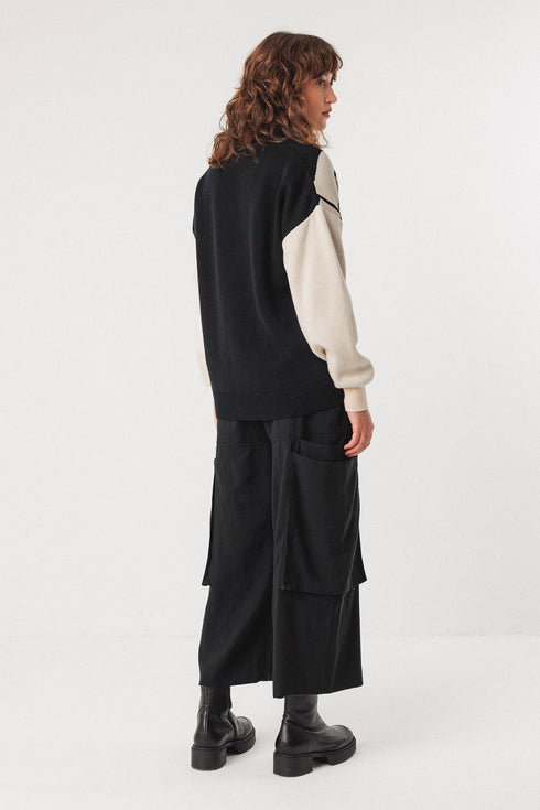 Ζακέτα οργανικό βαμβάκι Batirtze-gots SKFK WSW00731 μαύρο/άσπρο