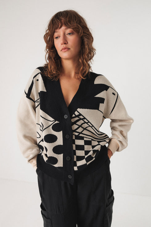 Ζακέτα οργανικό βαμβάκι Batirtze-gots SKFK WSW00731 μαύρο/άσπρο