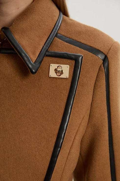 Παλτό μαλλί μίντι Karen Millen BKK20100 κάμελ