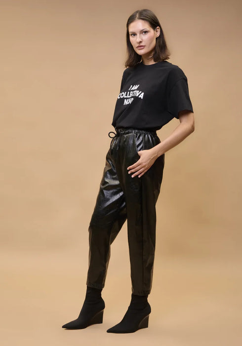 Παντελόνι δερματίνη Charlot Collectiva Noir CN141H14LEA μαύρο