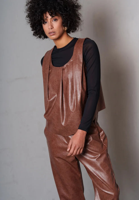 Παντελόνι δερματίνη Charlot Collectiva Noir CN141H14LEA κάμελ