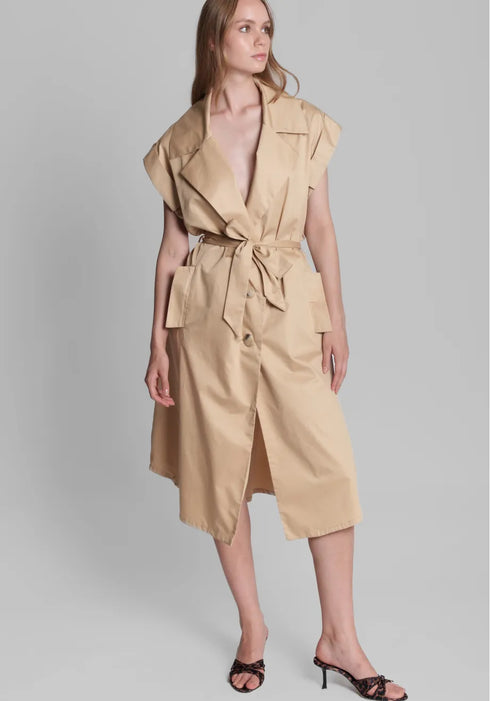 Φόρεμα trench dresscoat Della Collectiva Noir CN140G13POP μπεζ