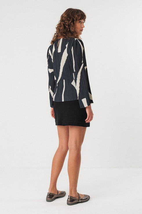 Τοπ πλισέ Elbira SKFK WSH00627 μαύρο/άσπρο