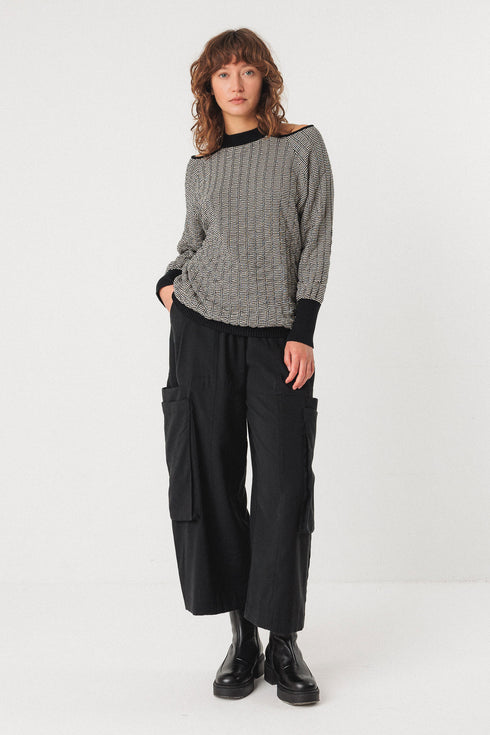 Πουλόβερ οργανικό βαμβάκι Euba-gots SKFK WSW00754 μαύρο/άσπρο