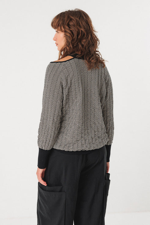 Πουλόβερ οργανικό βαμβάκι Euba-gots SKFK WSW00754 μαύρο/άσπρο