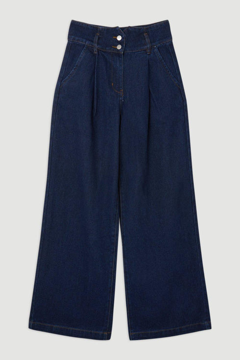 Παντελόνι ψηλόμεσο τζιν Karen Millen BKK13849 μπλε