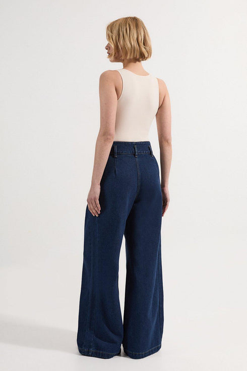 Παντελόνι ψηλόμεσο τζιν Karen Millen BKK13849 μπλε