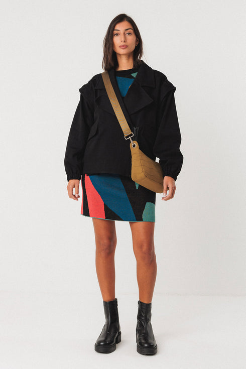 Φούστα οργανικό βαμβάκι Karia-Gots SKFK WSK00688 μαύρο