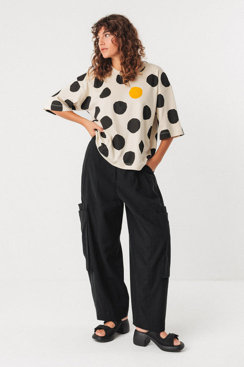 T-Shirt οργανικό βαμβάκι Lariz-gots SKFK WTS01129 άσπρο/μαύρο