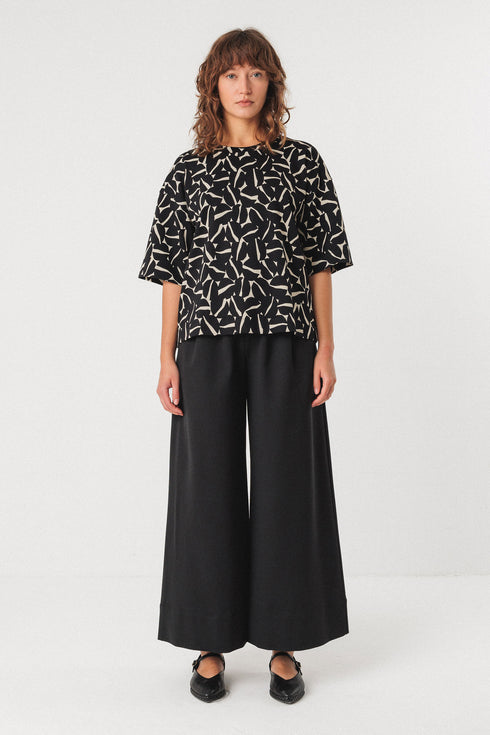 T-Shirt οργανικό βαμβάκι Lariz-gots SKFK WTS01154 μαύρο/άσπρο