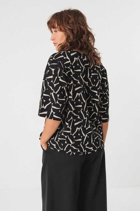 T-Shirt οργανικό βαμβάκι Lariz-gots SKFK WTS01154 μαύρο/άσπρο