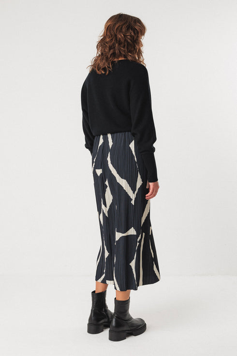 Φούστα μίντι πλισέ Laurane SKFK WSK00677 μαύρο/άσπρο