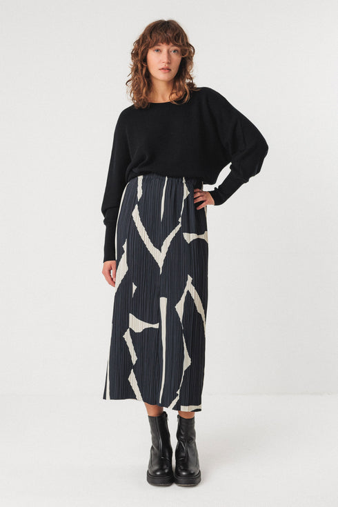 Φούστα μίντι πλισέ Laurane SKFK WSK00677 μαύρο/άσπρο