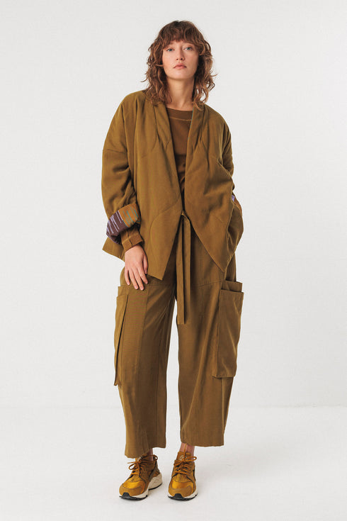 Κιμονό διπλής όψης βισκόζη Lea SKFK WJC0047 χακί