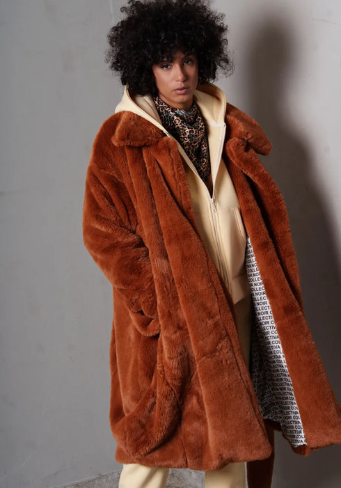 Γούνα οικολογική London Fur Collectiva Noir CN141Y01FUR καφέ