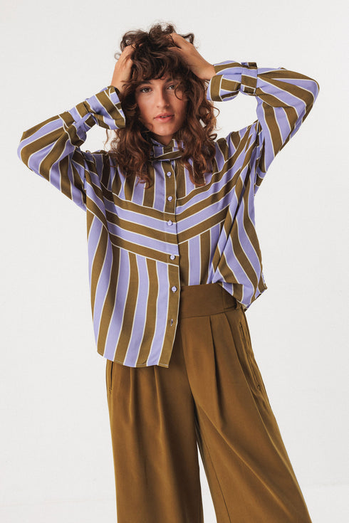 Πουκάμισο βισκόζη Lone SKFK WSH00618 μωβ