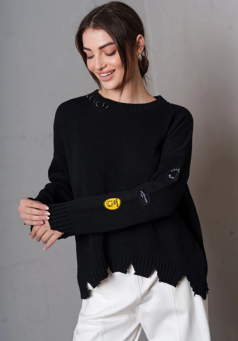 Πουλόβερ No8 Pins Top Collectiva Noir CN141G12KNT μαύρο