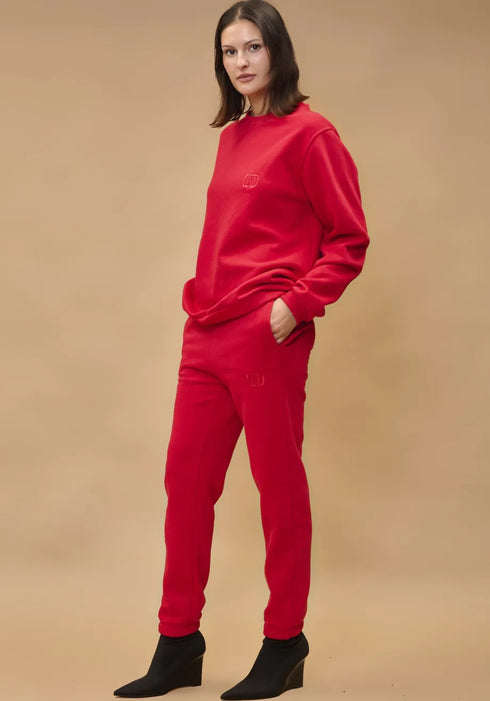 Παντελόνι fleece φόρμα Collectiva Noir CN141A03FFL κόκκινο