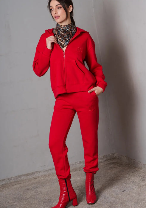 Παντελόνι fleece φόρμα Collectiva Noir CN141A03FFL κόκκινο
