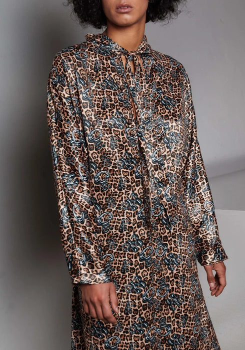 Φόρεμα μάξι σατέν Ruria Collectiva Noir CN141R06SAP καφέ