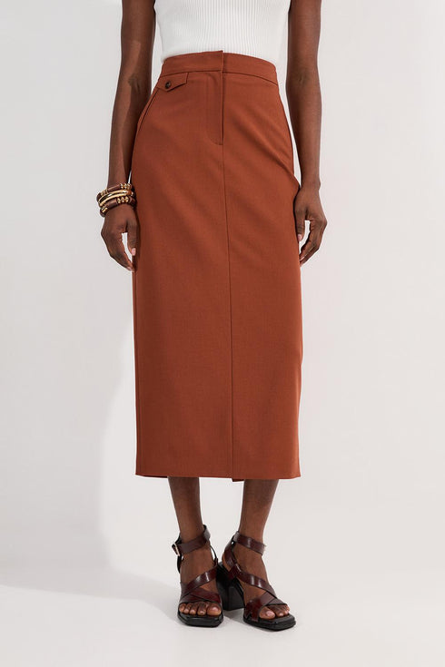 Φούστα Pencil maxi Karen Millen BKK24849 κεραμιδί