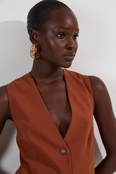 Γιλέκο Karen Millen BKK24847 κεραμιδί