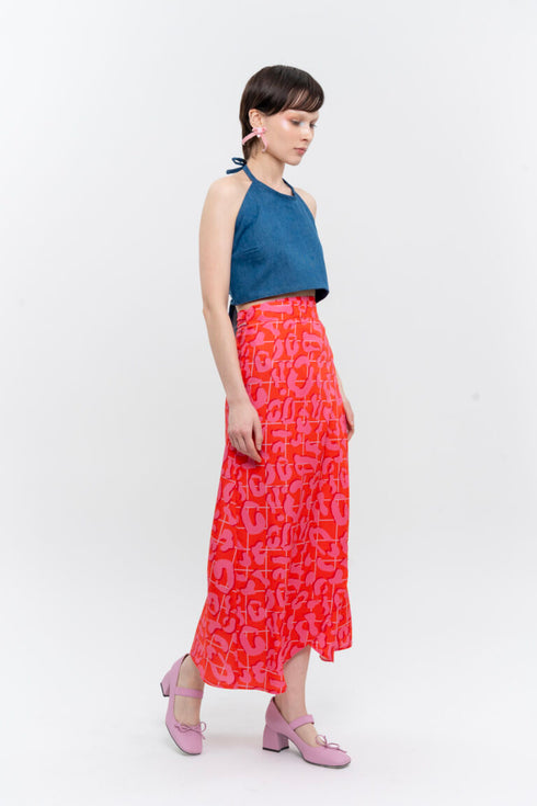 Τοπ denim με φιόγκο Klelia Andrali μπλε