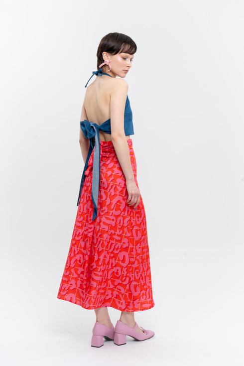 Τοπ denim με φιόγκο Klelia Andrali μπλε