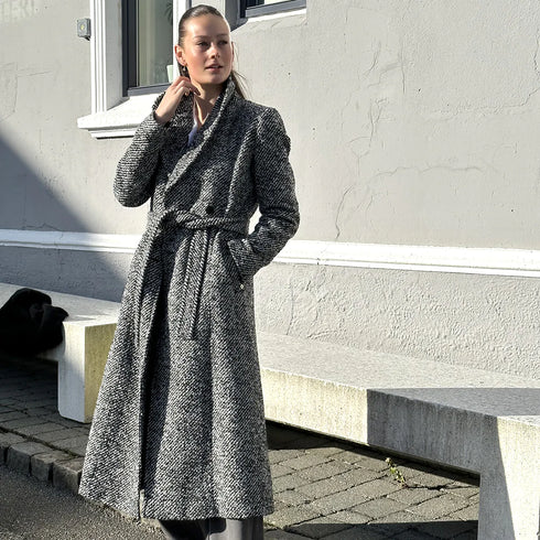 Παλτό Fecola Penny Black 20140723-7 άσπρο/μαύρο