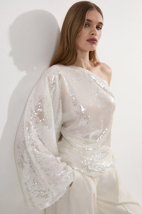 Τοπ παγέτα Karen Millen BKK24412 εκρού