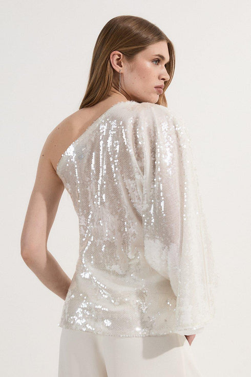 Τοπ παγέτα Karen Millen BKK24412 εκρού