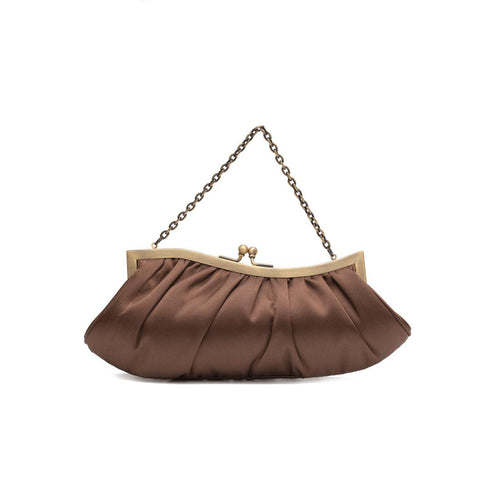 Βραδινό τσαντάκι ύφασμα/δέρμα Drap καφέ