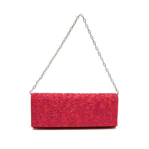 Βραδινό τσαντάκι ύφασμα/παγιέτα Drap κόκκινο