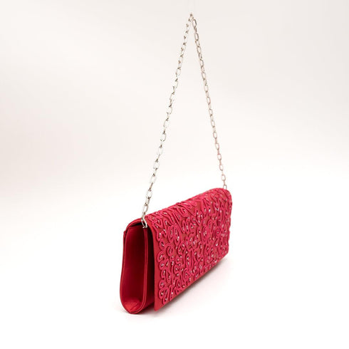 Βραδινό τσαντάκι ύφασμα/παγιέτα Drap κόκκινο