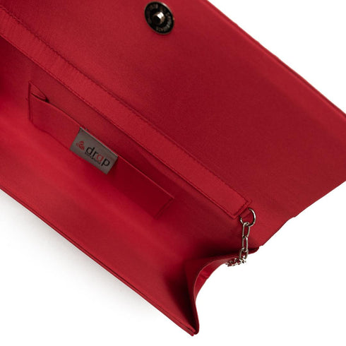 Βραδινό τσαντάκι ύφασμα/παγιέτα Drap κόκκινο