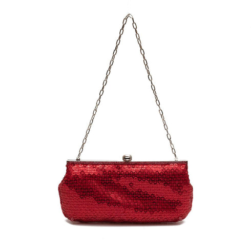 Βραδινό τσαντάκι παγιέτα Drap κόκκινο