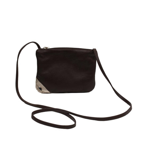 Βραδινό τσαντάκι δερμάτινο Renato Angi 422710 καφέ