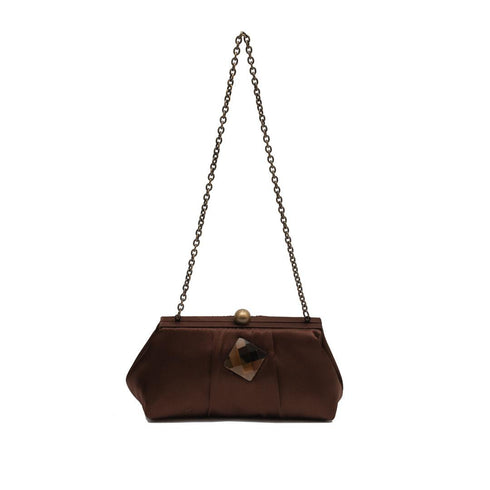 Βραδινό τσαντάκι ύφασμα Drap 12060 καφέ/μπρονζέ