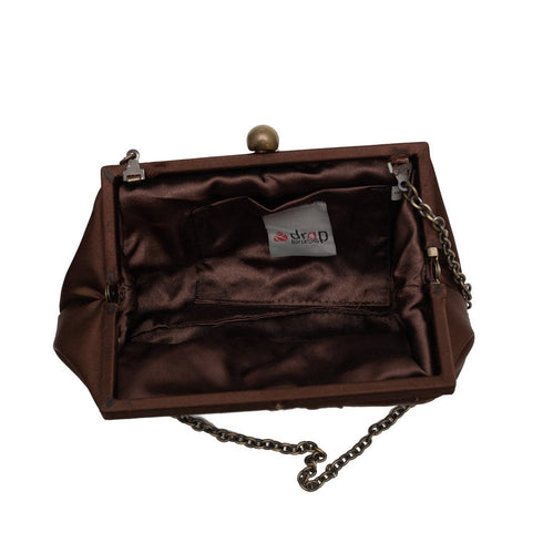 Βραδινό τσαντάκι ύφασμα Drap 12060 καφέ/μπρονζέ