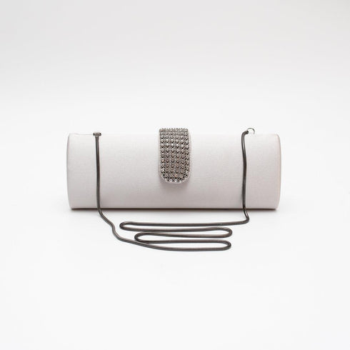 Βραδινό τσαντάκι ύφασμα Drap γκρι/ασημί